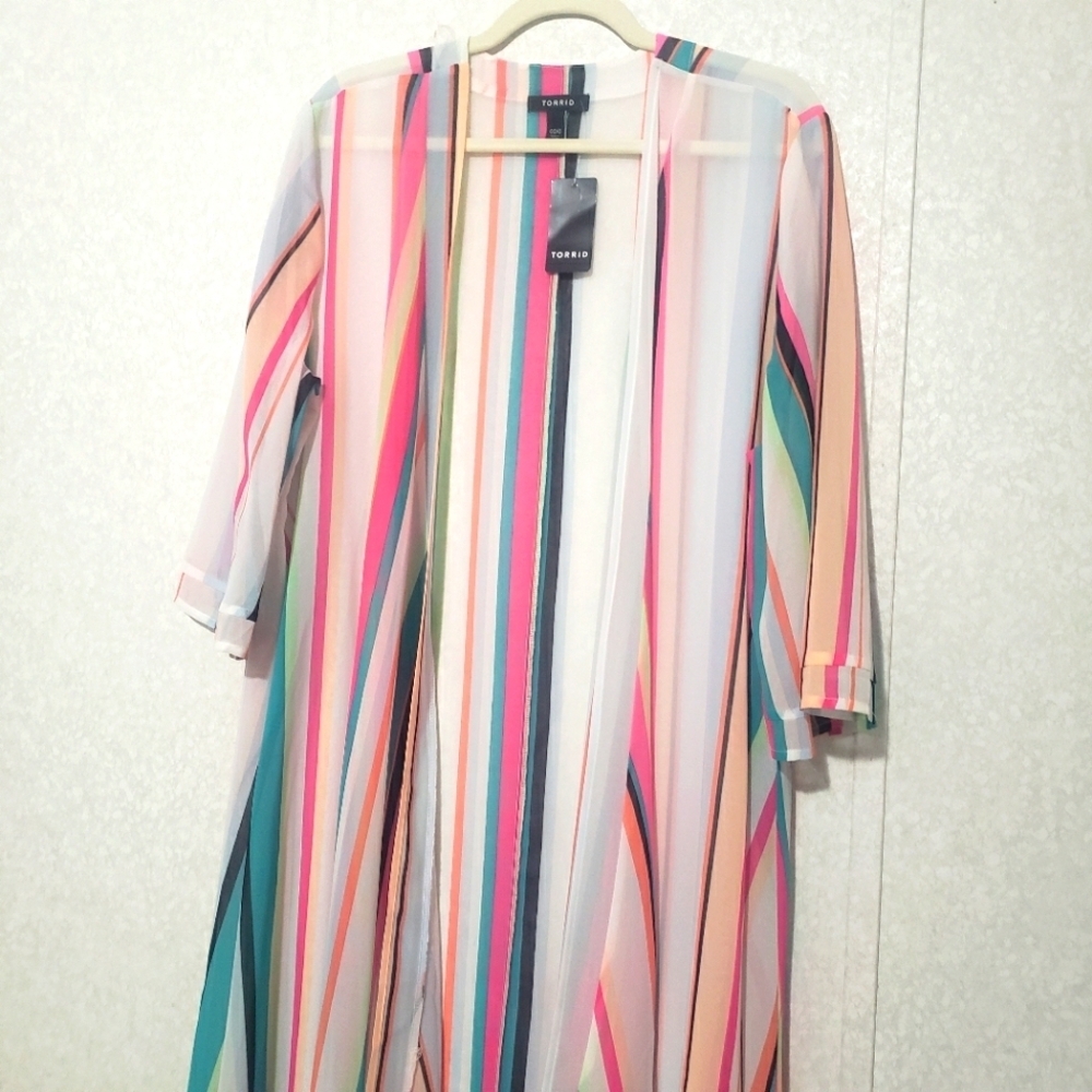 Torrid Multicolor Striped Kimono...size:00/0